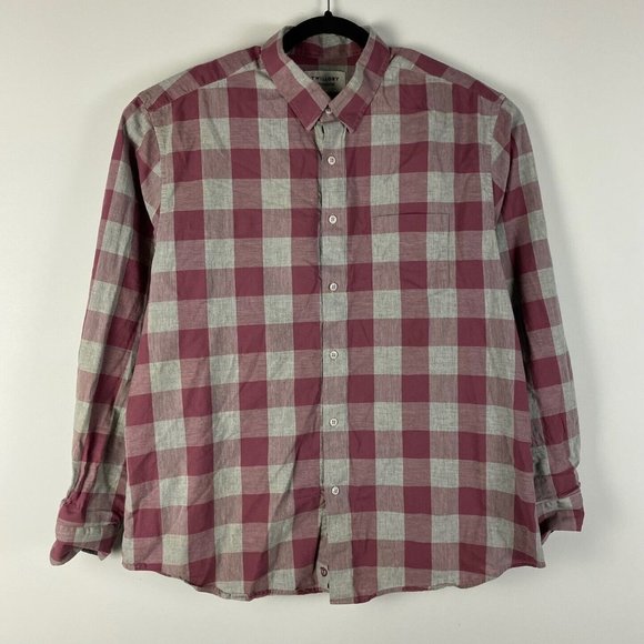 Twillory Shirt Mens XL Untuckable Tailored Fit Button Down Cotton Red Gray Plaid - Picture 1 of 10